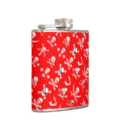 赤海賊旗のスカル、十字骨、剣 フラスク (右)