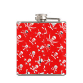 赤海賊旗のスカル、十字骨、剣 フラスク (裏面)