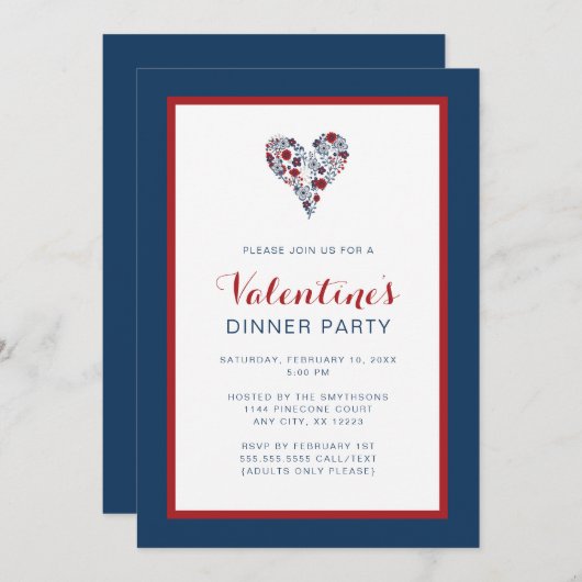 赤海軍フローラハートバレンタインデーディナーパーティー 招待状 (正面/裏面)