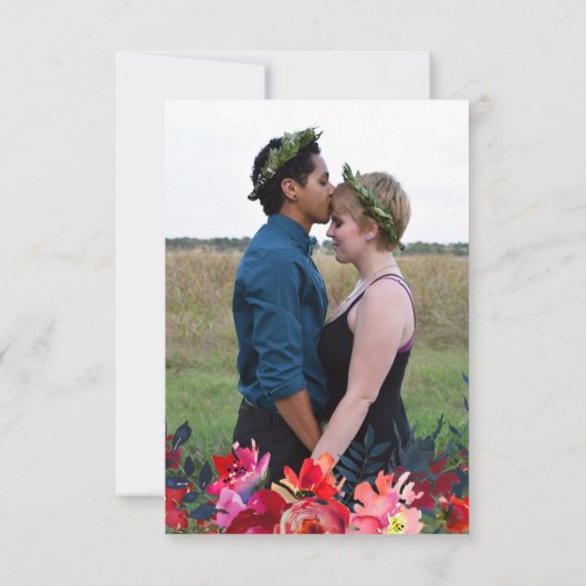 赤海軍水色の牡丹救は日結婚付の セーブザデート (裏面)