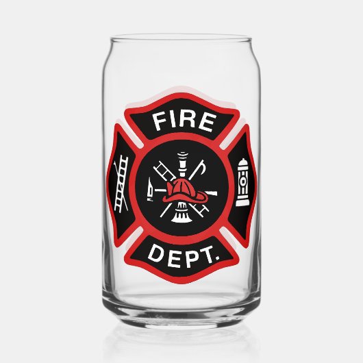 赤消防署消防士バッジ ガラス缶 (正面)
