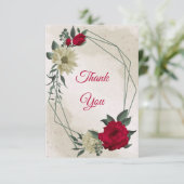 赤淡い色のと黄色の花と離れ緑 サンキューカード (スタンド正面)