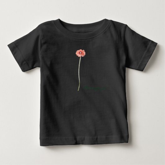 赤淡い色のガーベラ花 ベビーTシャツ (正面)