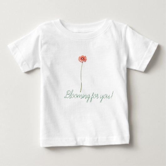 赤淡い色のガーベラ花 ベビーTシャツ (正面)