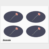 赤淡い色のガーベラ花 楕円形シール (シート)