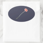 赤淡い色のガーベラ花 楕円形シール (バッグ)