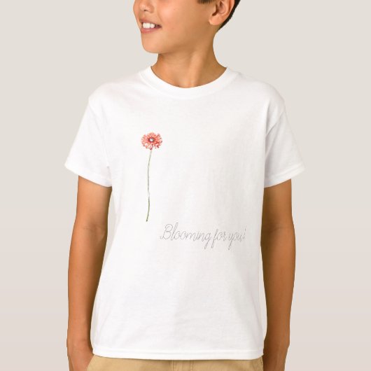 赤淡い色のガーベラ花 Tシャツ (正面)