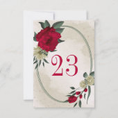 赤淡い色の黄色の花のジオメトリックテーブル 招待状 (正面)