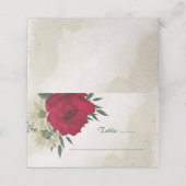 赤淡い色の黄色の花結婚植物薬 プレイスカード (外部開封)