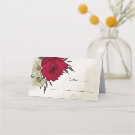 赤淡い色の黄色の花結婚植物薬 プレイスカード