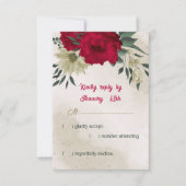 赤淡い色の黄色の花結婚植物薬 出欠カード (正面)