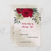 赤淡い色の黄色の花結婚植物薬 出欠カード (正面/裏面)
