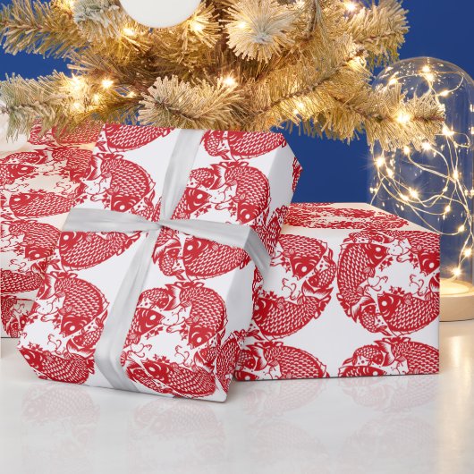 赤渦コイ鯉魚群包装紙1 ラッピングペーパー (クリスマス)