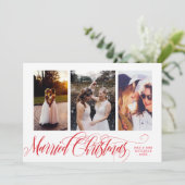 赤渦巻形のい結婚したクリスマス写真コラージュ シーズンカード (スタンド正面)