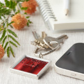 赤滴型ガーリーグリッターブラシ金属モノグラム キーホルダー (側面)