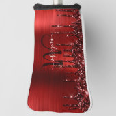 赤滴型ガーリーグリッターブラシ金属モノグラム ゴルフヘッドカバー (回転90)