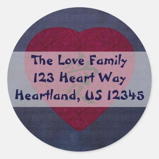 赤漢字ラブ和紙ハート ラウンドシール (正面)