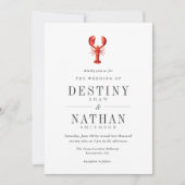 赤潮|ロブスターをテーマにした結婚緋色|白 招待状 (正面)