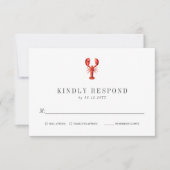 赤潮 | ロブスターをテーマ | ウェディングRSVP赤 出欠カード (正面)