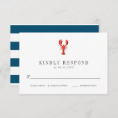 赤潮 | ロブスターをテーマ | ウェディングRSVP 出欠カード (正面/裏面)