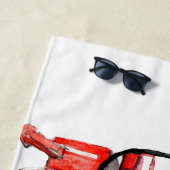 赤火機関、消防車イラストレーション ビーチタオル (インサイチュ)