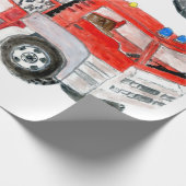 赤火機関、消防車イラストレーション ラッピングペーパー (角)