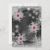 赤灰シルバー雪の結晶ホリデー誕生日パーティー 招待状 (裏面)
