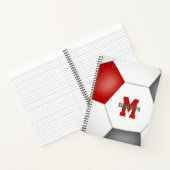 赤灰色のサッカーチームの色パーソナライズされた ノートブック (内部)