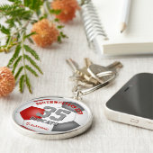 赤灰色のチームの選手の名前は男の子の子サッカー キーホルダー (側面)