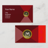 赤灰色の宝石モノグラム抽象芸術幾何学 名刺 (正面/裏面)
