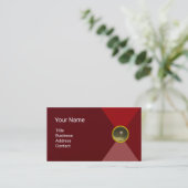 赤灰色の宝石モノグラム抽象芸術幾何学 名刺 (スタンド正面)