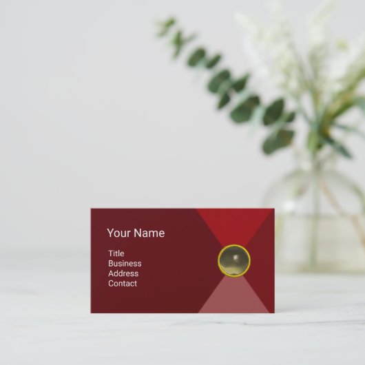 赤灰色の宝石モノグラム抽象芸術幾何学 名刺 (スタンド正面)