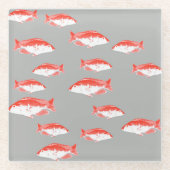 赤灰色の魚 ガラスコースター (正面)