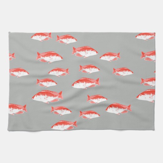 赤灰色の魚 キッチンタオル (横)