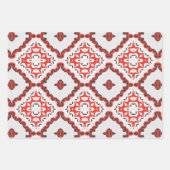 赤灰色の黒と白のモダン民族幾何学 ラッピングペーパーシート (正面2)