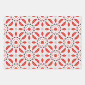 赤灰色の黒と白のモダン民族幾何学 ラッピングペーパーシート (正面)