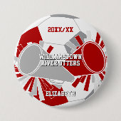 赤灰色または任意の色のサッカーチアリーディングチーム 缶バッジ (正面)