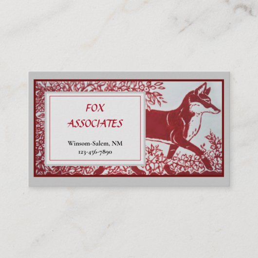 赤灰色キツネセラミックタイルデザインエレガント動物 名刺 (正面)