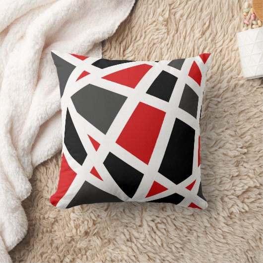 赤灰色白黒幾何学模様2 クッション (ブランケット)