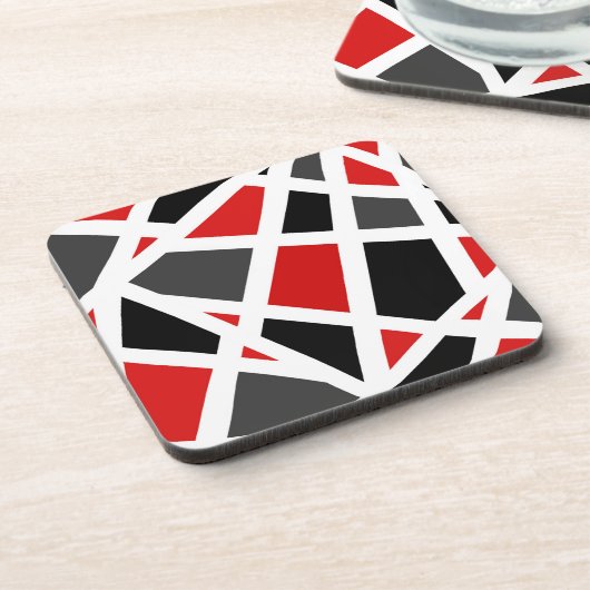 赤灰色白黒幾何学模様2 コースター (左側)