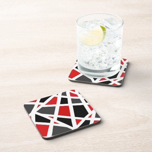 赤灰色白黒幾何学模様2 コースター (右側)