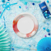 赤点、水色抽象芸術ハンド ペーパープレート (パーティー)