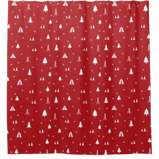 赤無地の色クリスマスパタパーソナライズされたーン シャワーカーテン (正面)