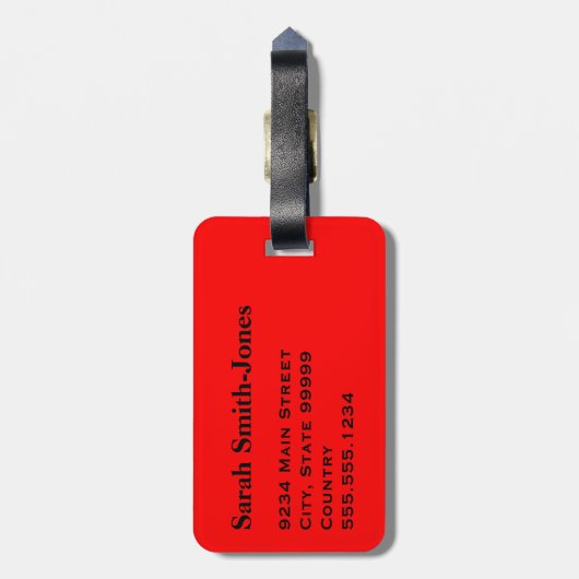 赤無地の色 ラゲッジタグ (裏面縦)
