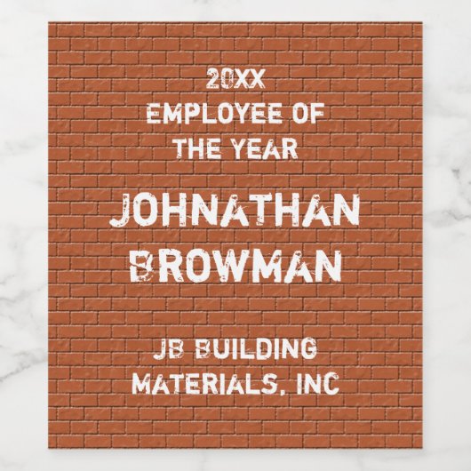 赤煉瓦庁認定を受けた年の従業員 ワインラベル (シングルラベル)