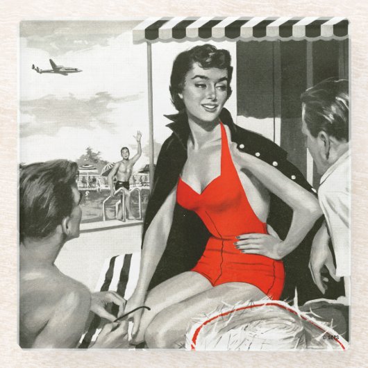 赤熱した女性 ガラスコースター (正面)