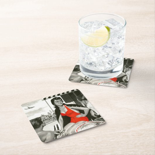 赤熱した女性 スクエアペーパーコースター (インサイチュ)