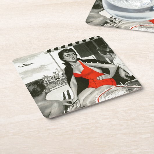 赤熱した女性 スクエアペーパーコースター (アングル)