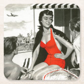 赤熱した女性 スクエアペーパーコースター (正面)