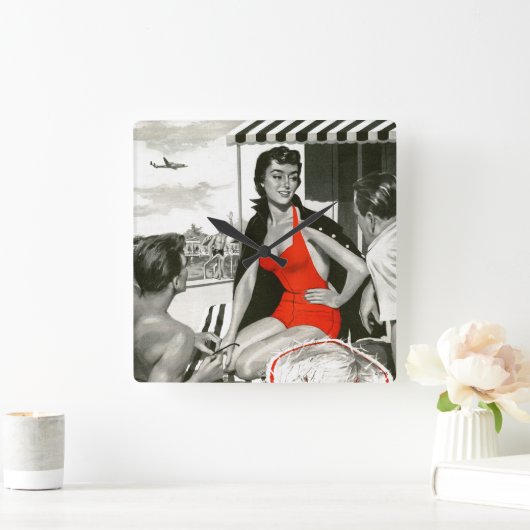 赤熱した女性 スクエア壁時計 (ホーム)